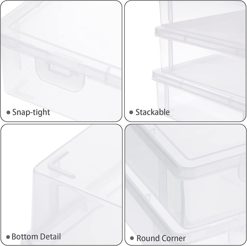 BTSKY Clear Plastic Storage Box with Flap Lid, Multipurpose Craft Organizers and Storage Box Art Supply Storage Organizer Plastic Sewing Box for Beads Pencils Notebooks, 4 Pack Medium - Image 5